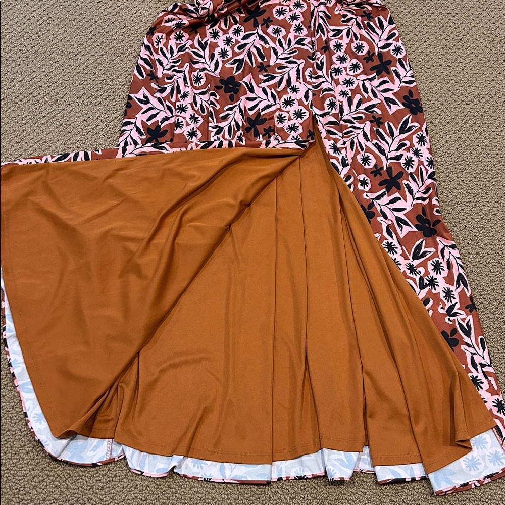 Alexia Admor Brielle Maxi Dress Large Pink Brown Multi Floral Wedding Formal - Picture 10 of 16